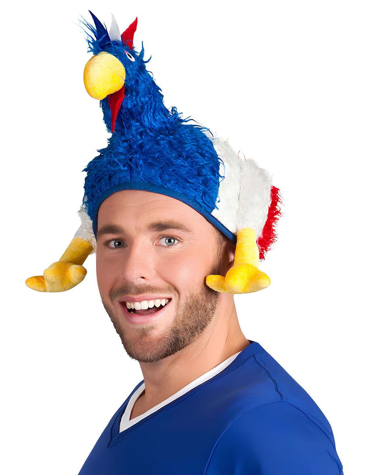 Chapeau coq supporter France pour adulte tricolore bleu blanc rouge