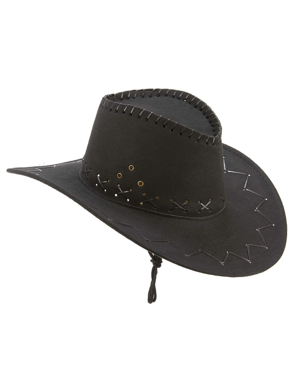 Vue de profil du chapeau de cowboy pour adulte noir en suédine