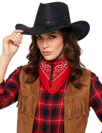 Chapeau cowboy noir en suedine adulte