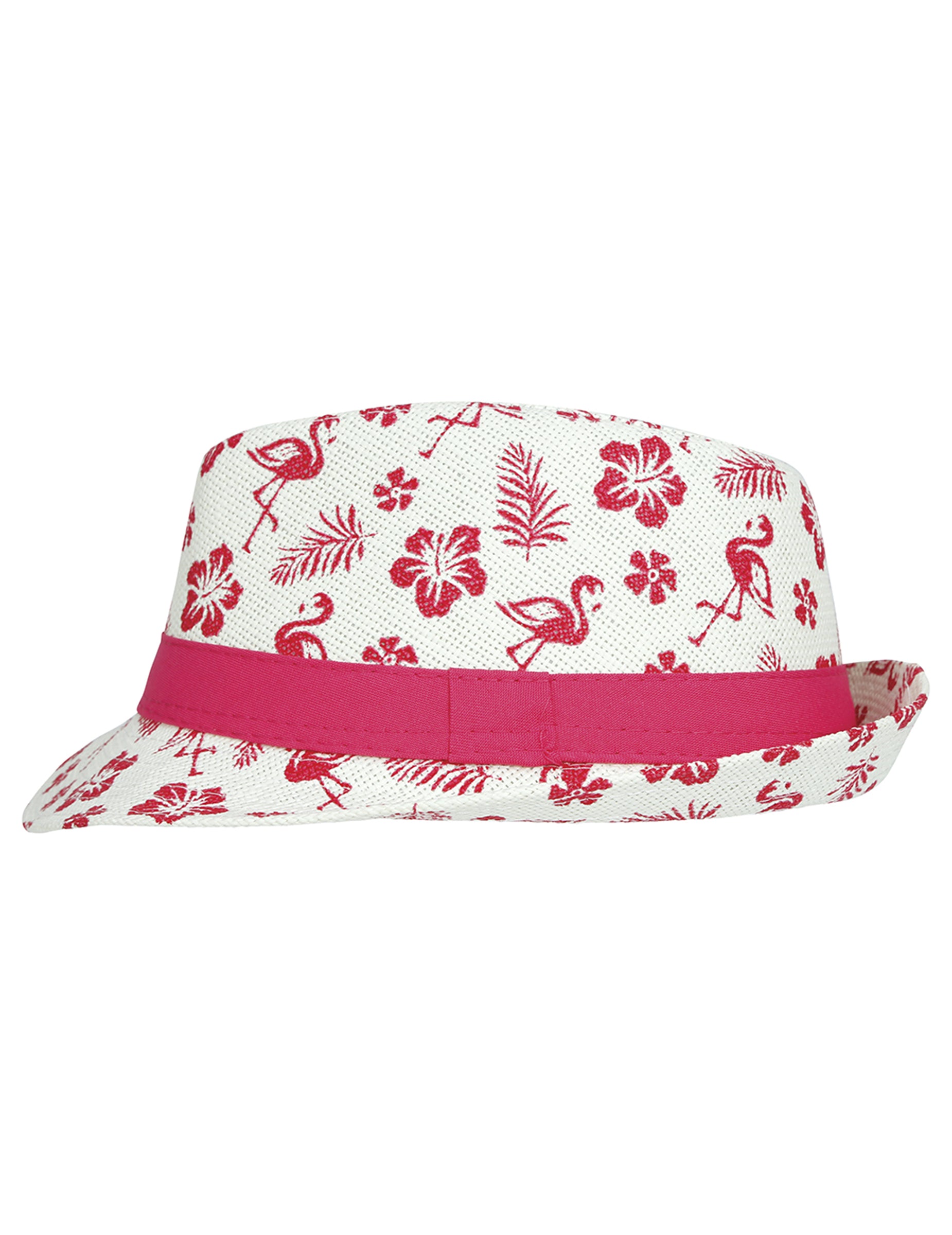 Vue de profil du chapeau d'été flamant rose