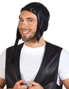 Chapeau de pilote d'avion pour adulte noir imitation cuir