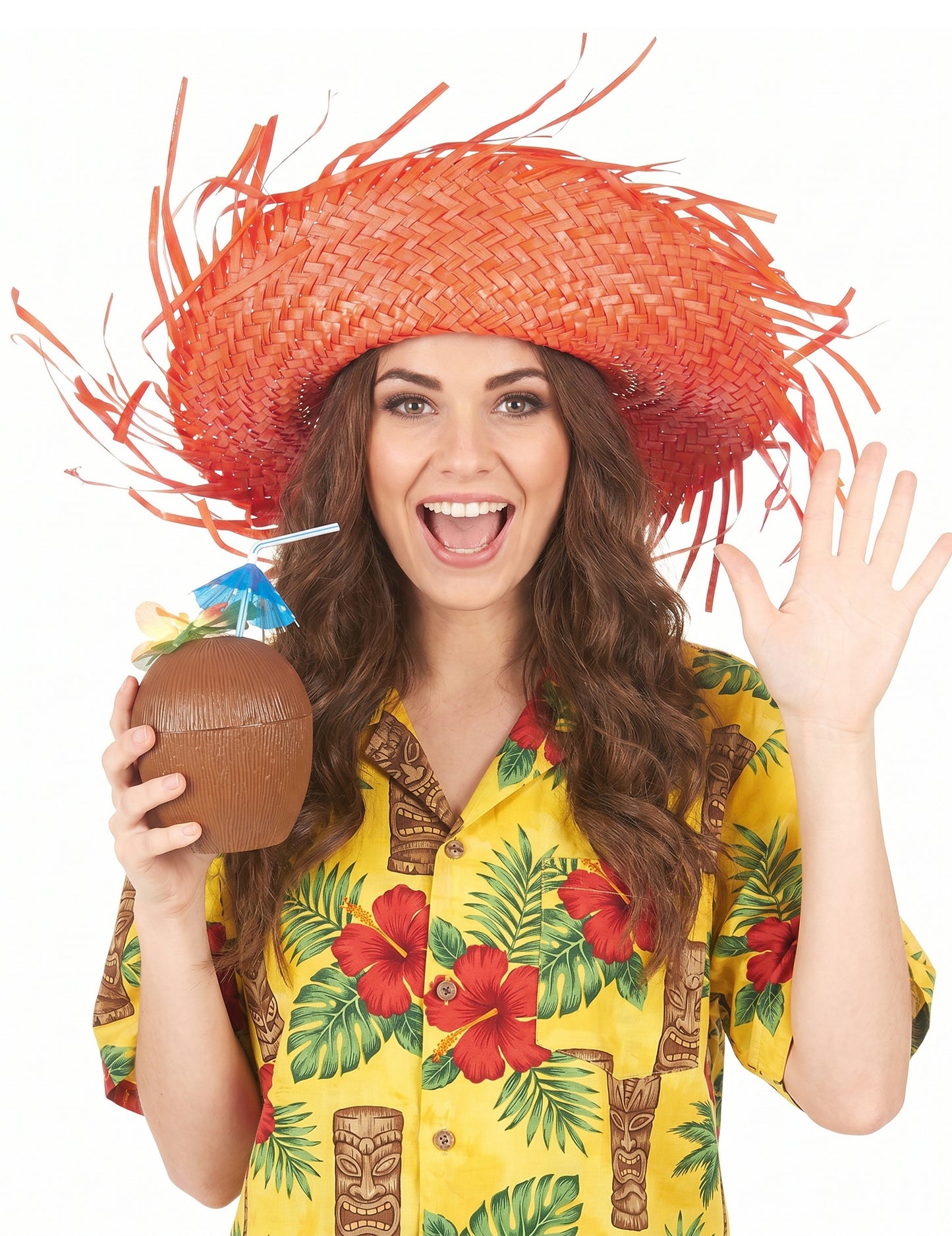 Oranje Hawaii hoed voor volwassenen