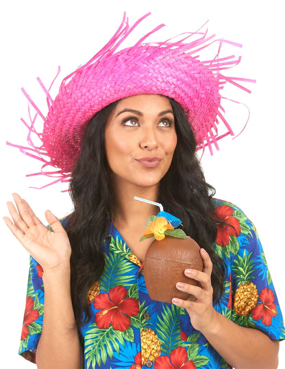 Roze Hawaii hoed voor volwassenen