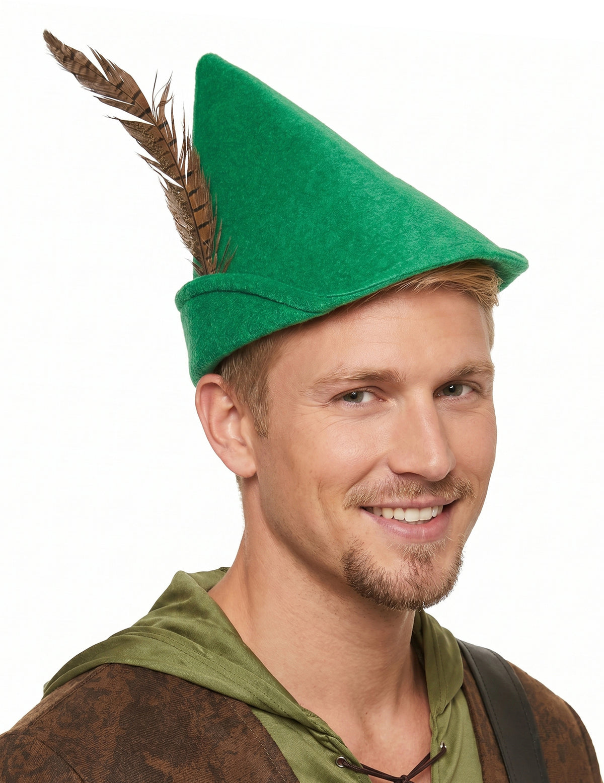 Chapeau homme des bois vert à plume adulte