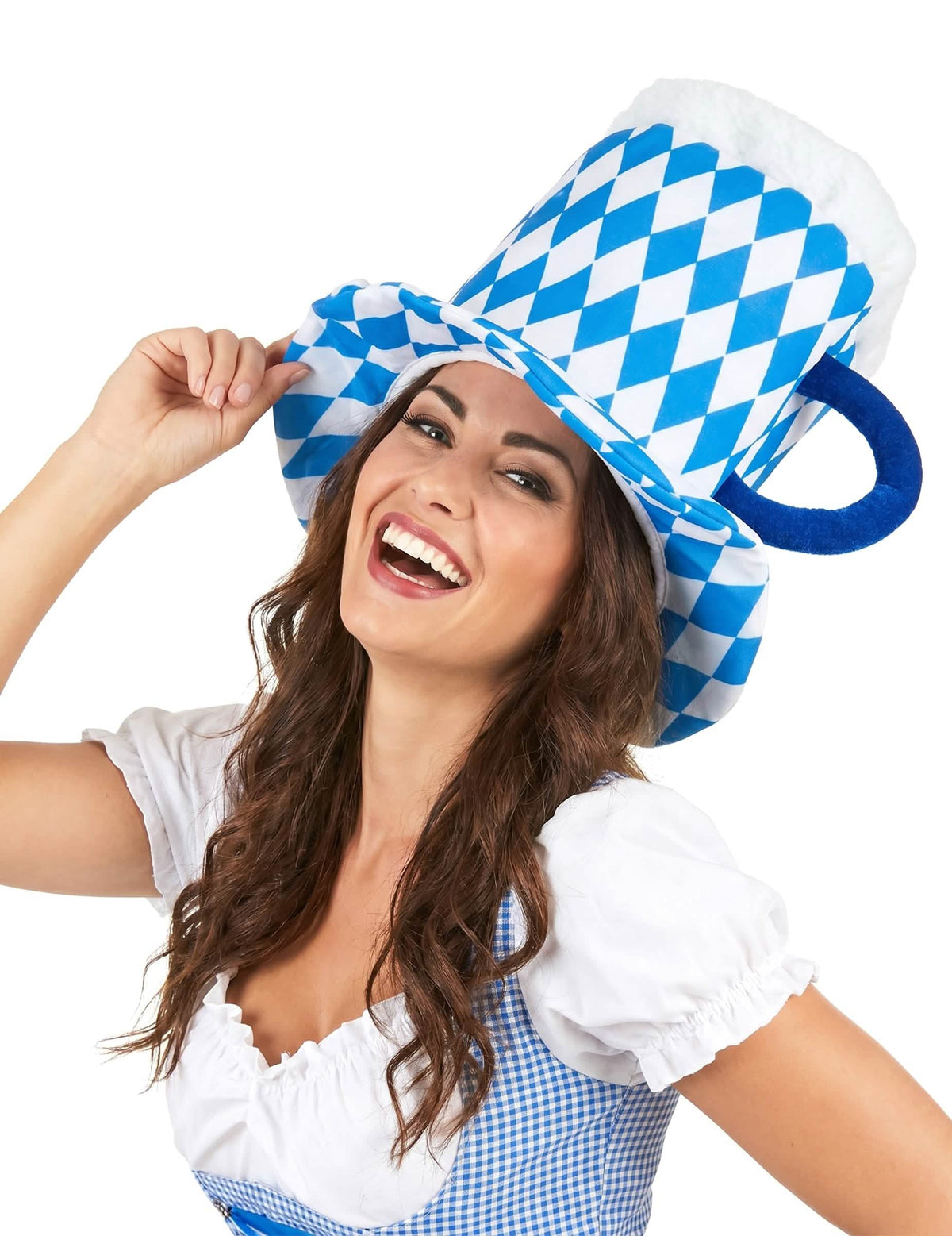 Chapeau pinte de bière en bleu et blanc adulte