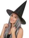 Chapeau sorcière noir avec cheveux gris adulte Halloween