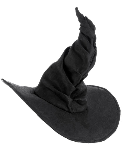 Vue de profil du chapeau de sorcière pour adulte en velours noir