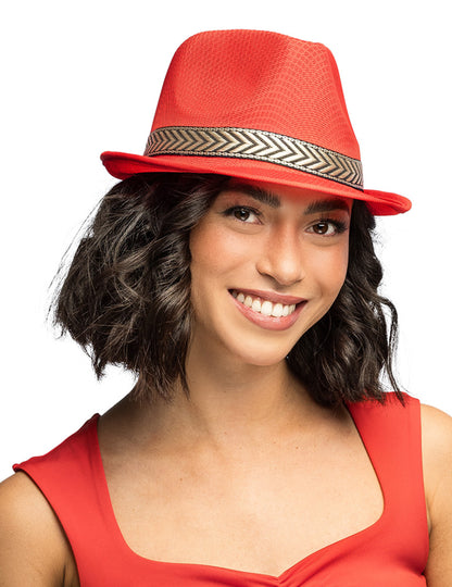 Chapeau borsalino disco rouge adulte