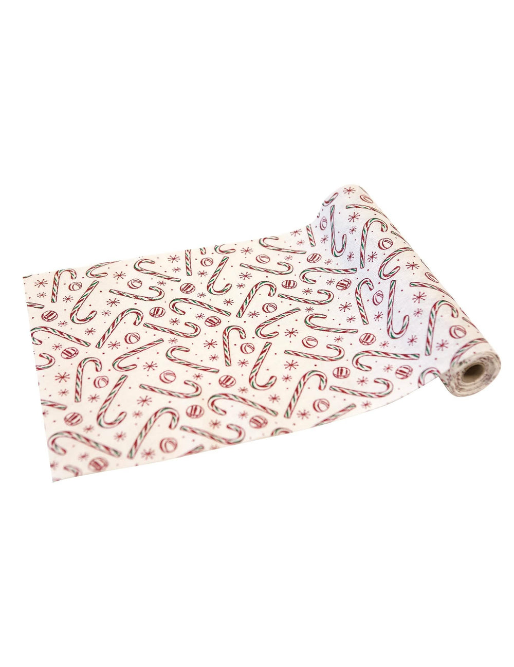 Chemin de table en toile sucre d'orge et paillettes pour décoration de Noël blanc à motifs rouges et verts