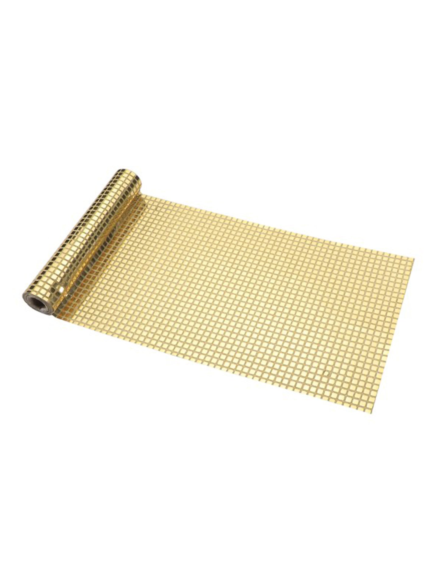 Disco tafelloper met spiegelbol-effect goud 3 m
