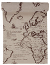 Chemin de table en coton carte de voyage pour décoration de fête beige imprimé monde