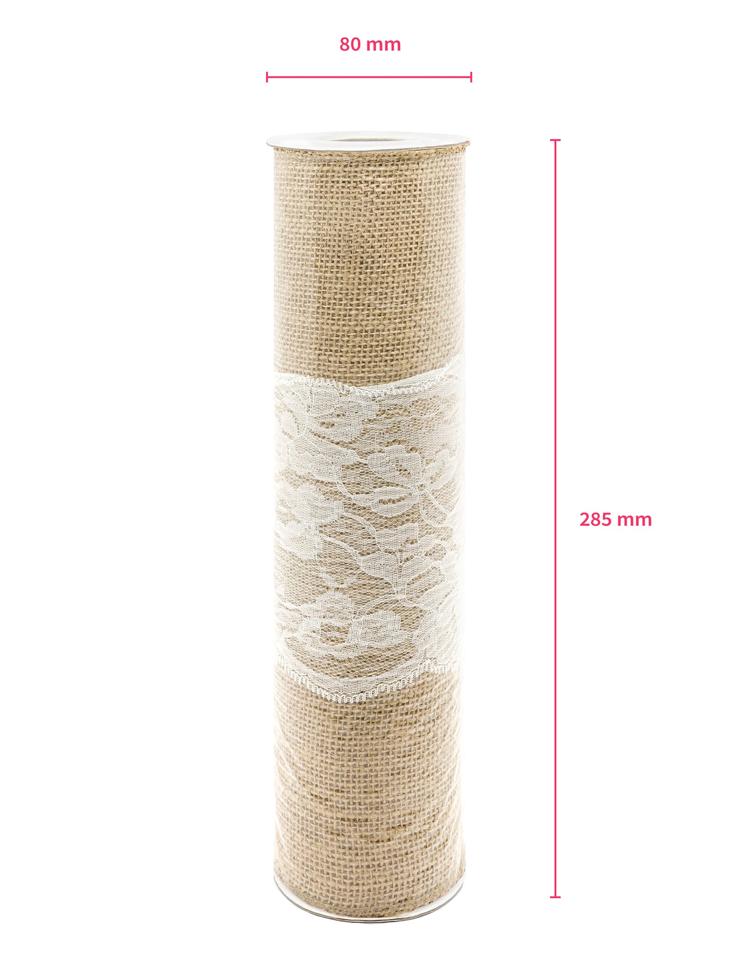Dimensions du rouleau du chemin de table en jute centre dentelle naturel et blanc découpable