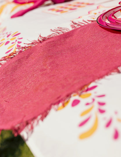 Chemin de table en toile rose 30 cm x 3 m