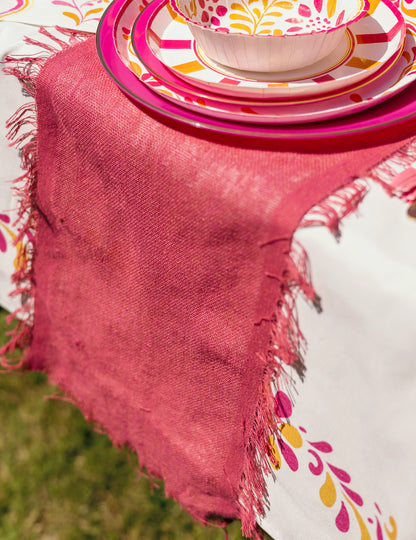 Chemin de table en toile rose 30 cm x 3 m