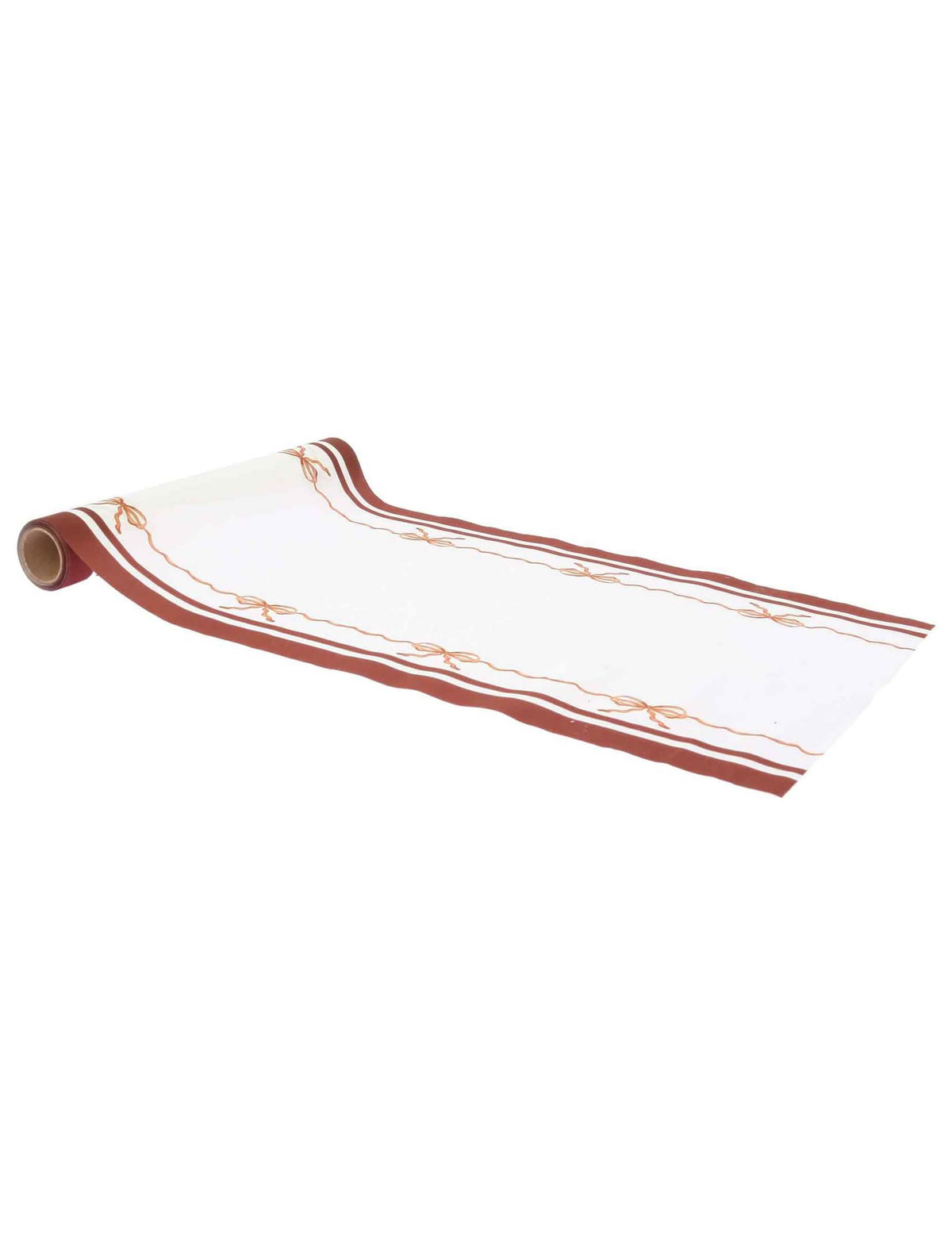 Chemin de table Jolis Nuds en tissu crème auburn et terre brûlée 28 cm x 3 m