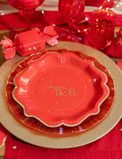 Tafelloper Vrolijk Kerstfeest tijdloos rood en goud 28 cm x 3 m