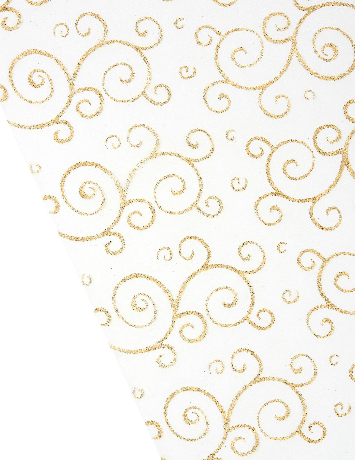 Détail des motifs du chemin de table organza arabesques pailletées