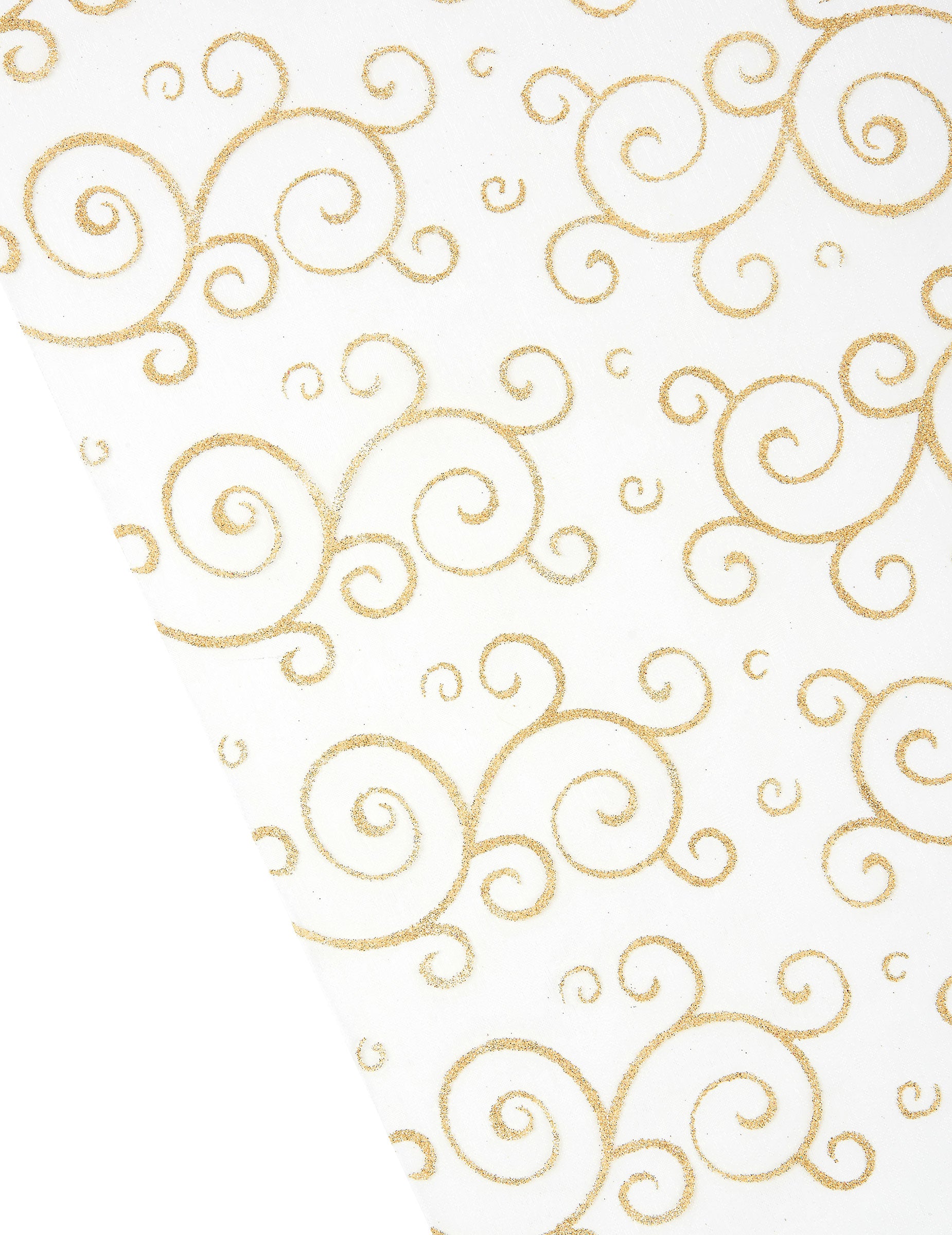 Détail des motifs du chemin de table organza arabesques pailletées