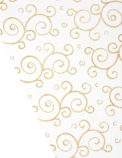 Détail des motifs du chemin de table organza arabesques pailletées