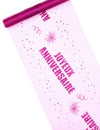 Chemin de table organza joyeux anniversaire fuchsia pailleté