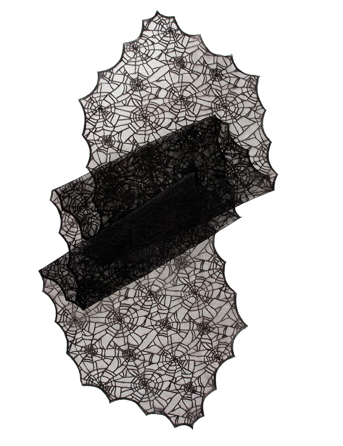 Chemin de table toile d'araignée en dentelle noire 44 cm x 1,82 m