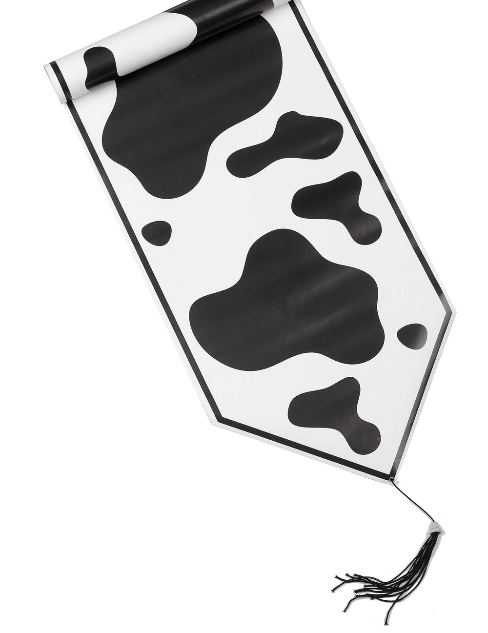 Chemin de table vache pour fête blanc et noir à taches en plastique