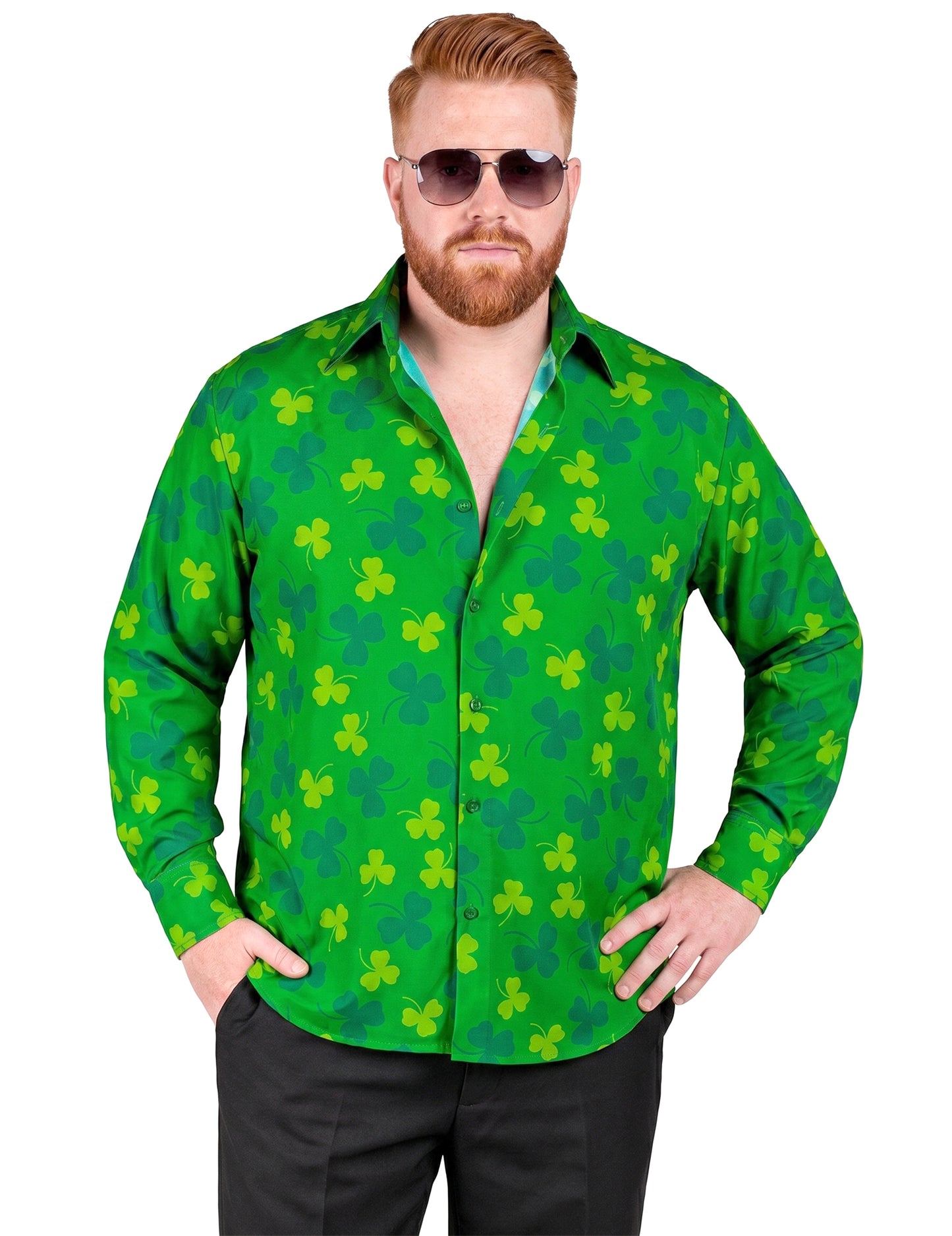 Chemise à manches longues trèfles Saint Patrick homme