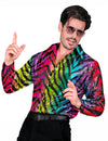 Chemise à sequins tigrée arc en ciel homme
