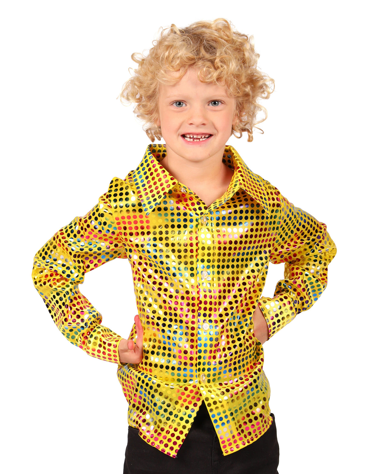 Chemise disco à paillettes jaune enfant