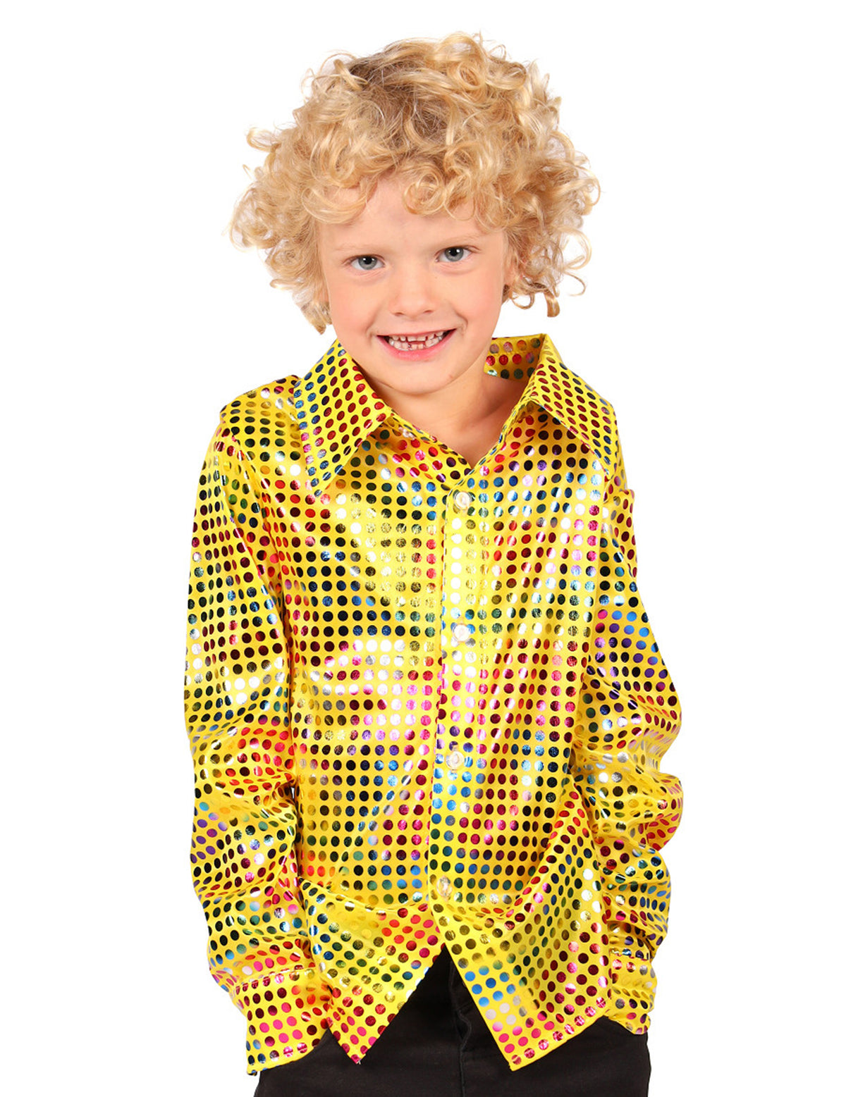 Chemise disco à paillettes jaune enfant