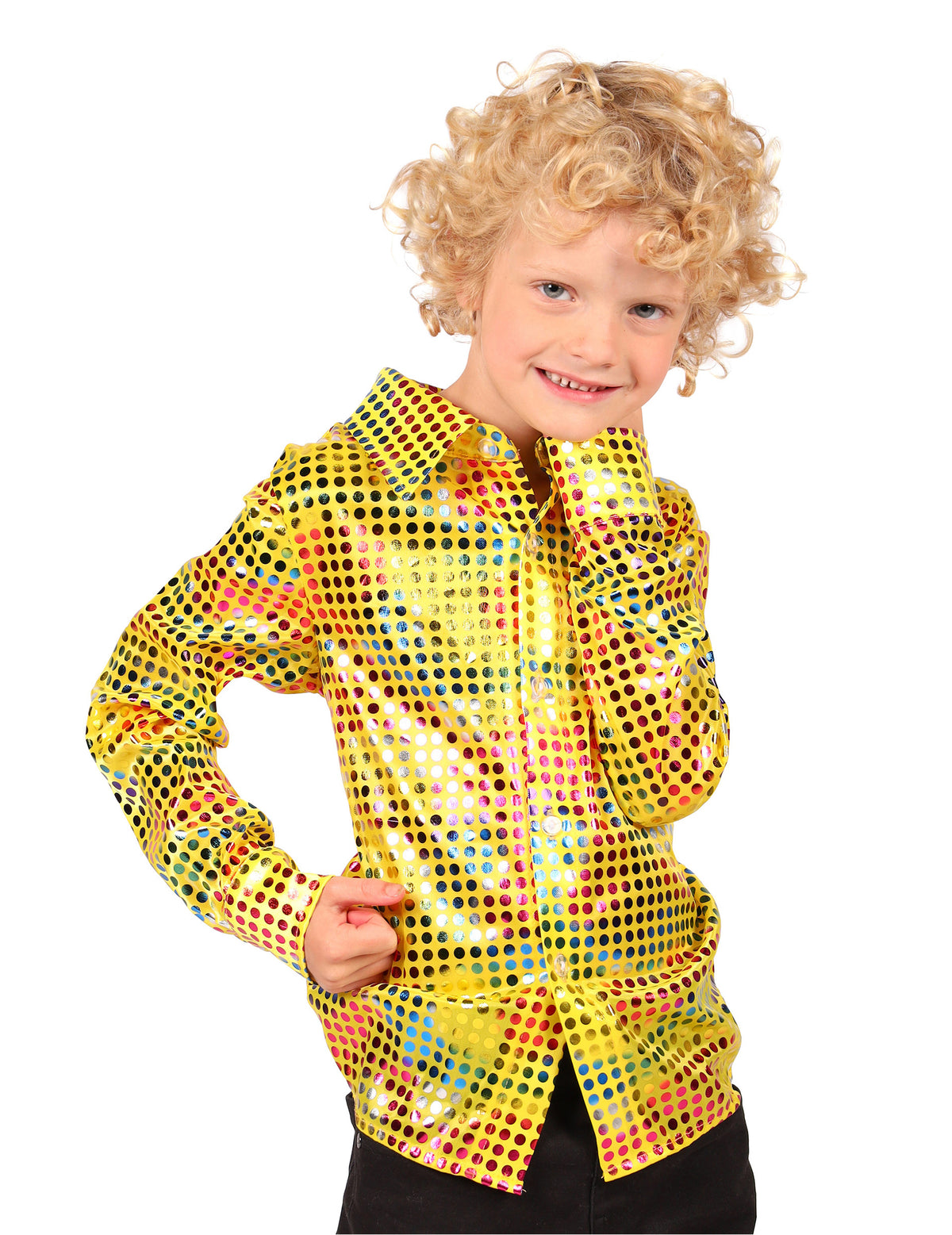 Chemise disco à paillettes jaune enfant