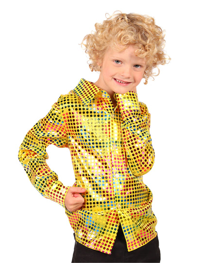 Chemise disco à paillettes jaune enfant
