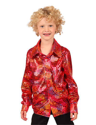 Chemise disco à paillettes rouge enfant