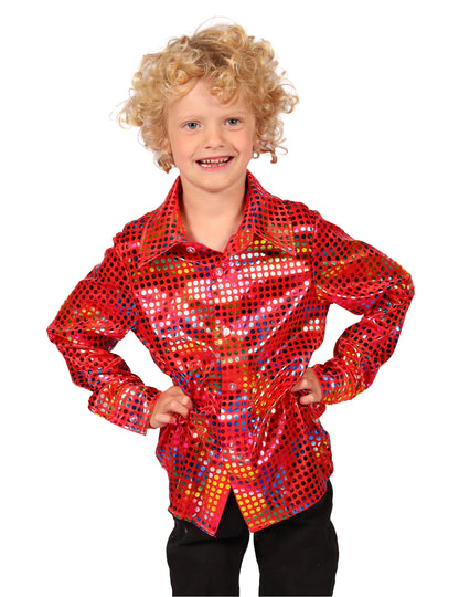 Chemise disco à paillettes rouge enfant
