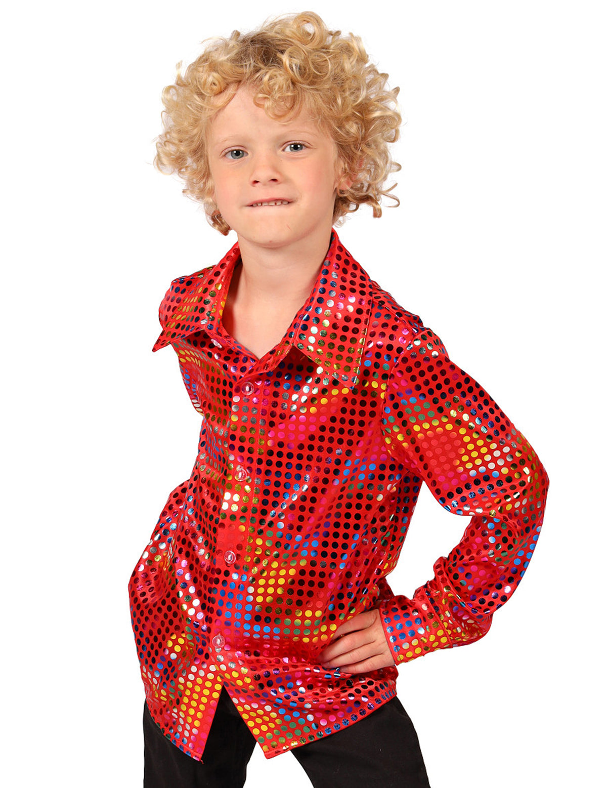 Chemise disco à paillettes rouge enfant