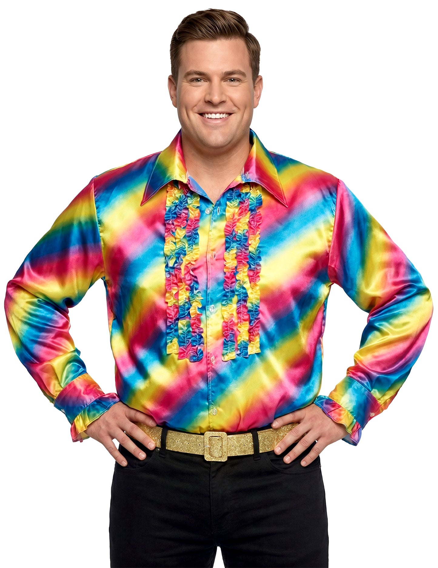 Chemise disco arc-en-ciel adulte