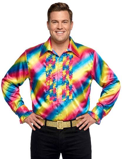 Chemise disco arc-en-ciel adulte