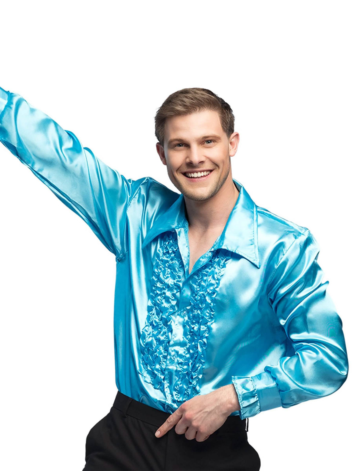 Licht blauw disco overhemd voor heren