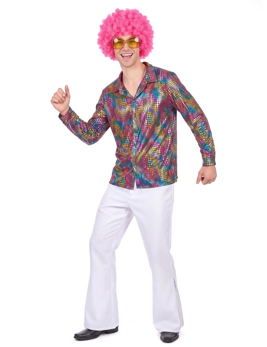 Veelkleurig disco overhemd voor heren