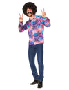 Chemise hippie psychédélique pour homme à motifs spirales multicolores