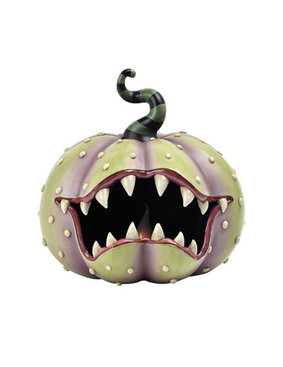 Decoratieve vleesetende pompoen van hars met LED 28 x 28,5 x 28,5 cm