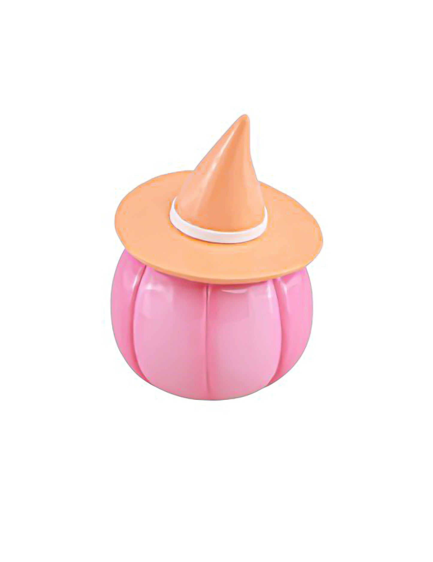 Roze hars pompoen met pasteloranje hoed 17 cm