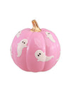 Citrouille décorative Summerween en résine rose avec fantômes 14,5 x 14,5 x 14,8 cm
