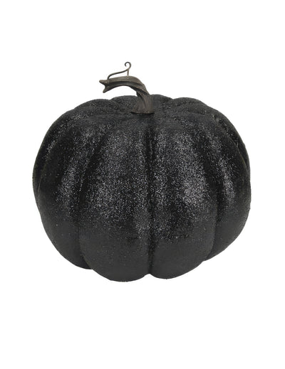Citrouille pailletée noire 10 cm