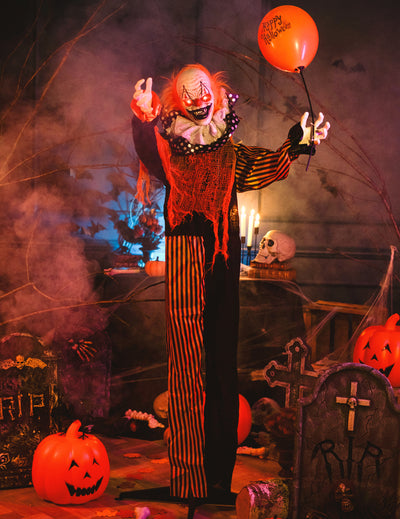 Clown maléfique animé sur pied - 166 cm