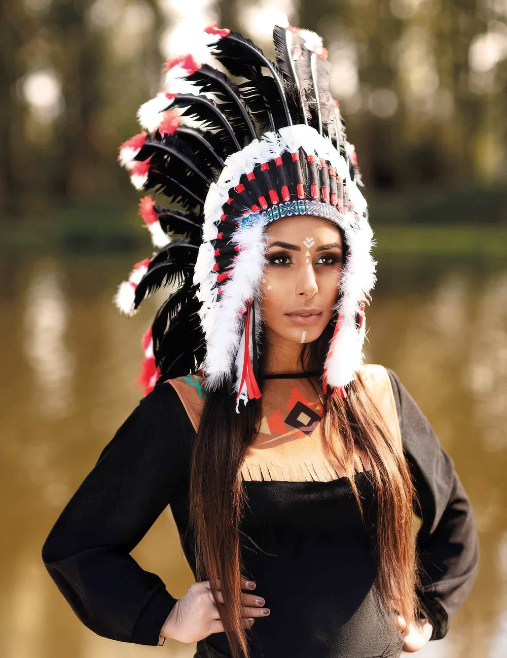 Vooraanzicht van de indianenhoofdbedekking luxe