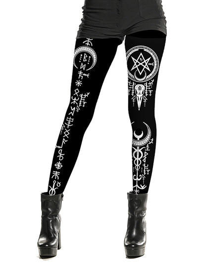 Collants à motifs vaudou noirs femme