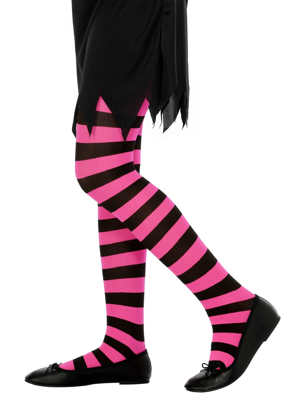 Collants rayés pour enfant roses et noirs