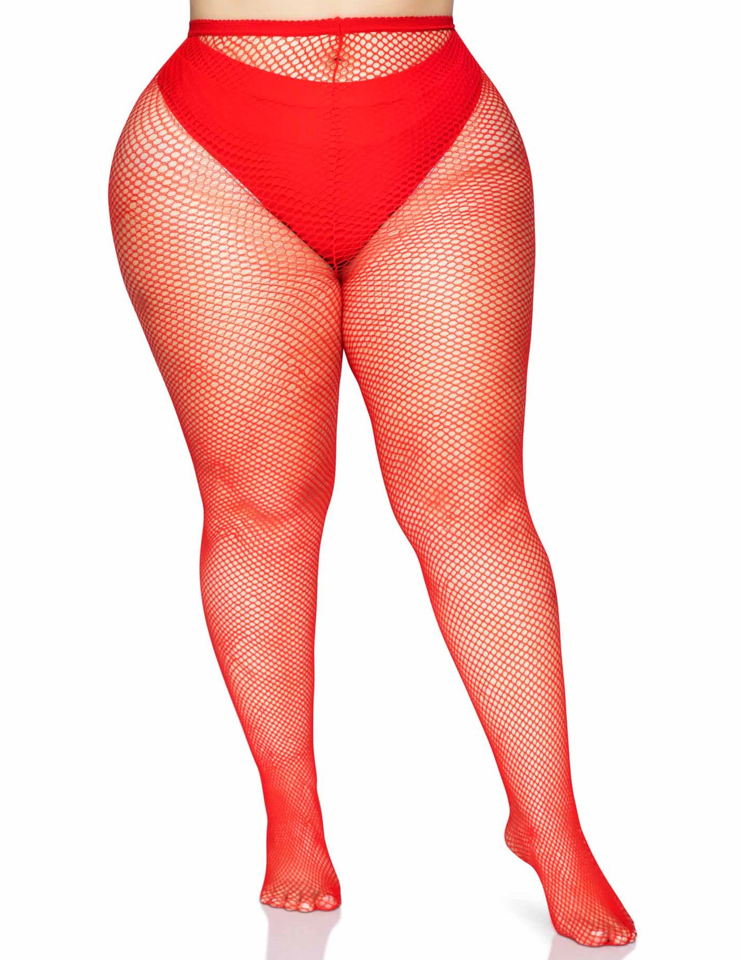 Collants résille rouge femme