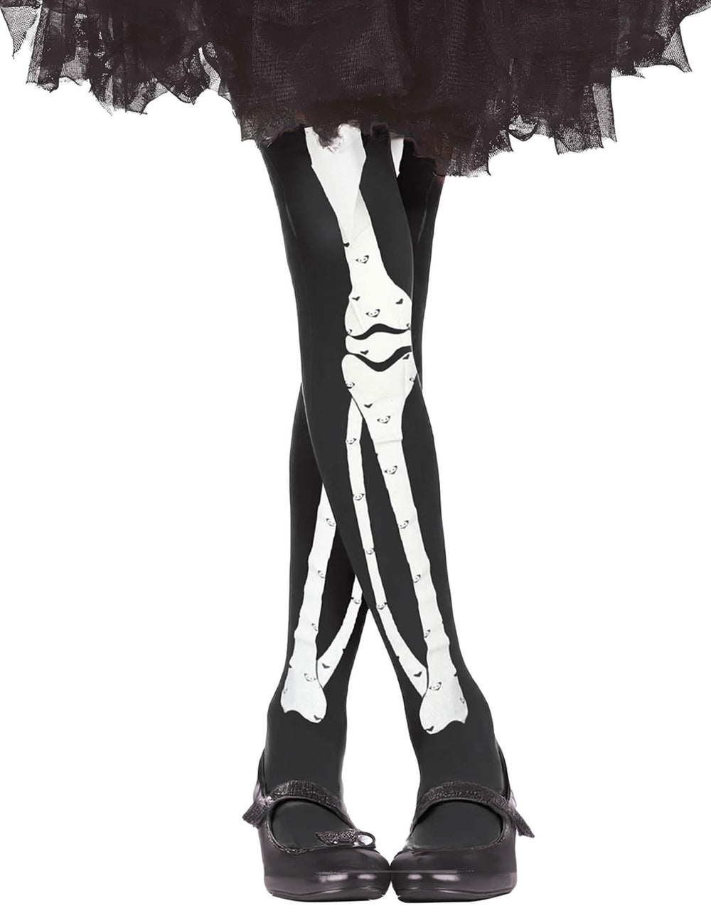 Collants squelette Halloween pour enfant noir et blanc